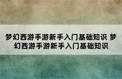 梦幻西游手游新手入门基础知识 梦幻西游手游新手入门基础知识